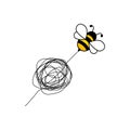 Bee with chaotic line. Animal happy character. Vector illustration. Royalty Free Stock Photo
